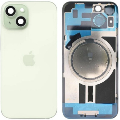 Sandreezz Apple iPhone 15 Rear Housing Glass + Camera Lens + Metal Plate + Magsafe Magnets Back Panel(Green)
