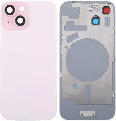 KezeMize Apple iPhone 15 Plus Real Housing Glass + Camera Lens + Metal Plate + Magsafe Magnets Back Panel(Pink)
