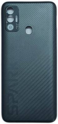 Spares4ever Tecno Spark 7 Black Replacement Back Panel(Black)