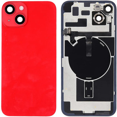 Kraze4blaze Apple iPhone 14 Plus Real Housing Glass + Camera Lens + Metal Plate + Magsafe Magnets Back Panel(Red)