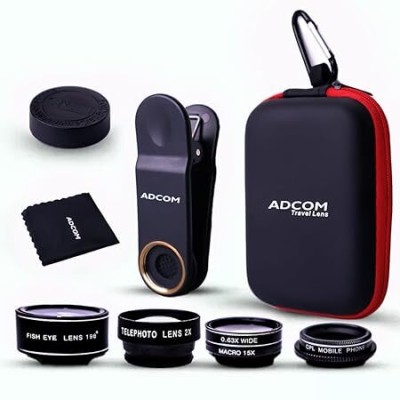 ADCOM 5 in 1 Mobile Phone Camera Lens Kit - Compatible with All iOS & Android Mobile Phone Lens