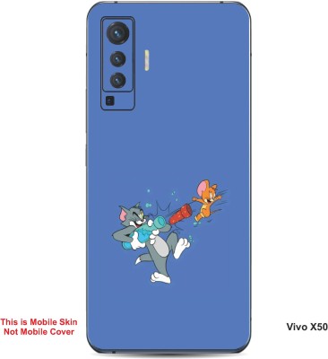 VYBE The Smart Choice Vivo X50 Tom & Jerry Embossed Mobile Skin(Glaucous B7)