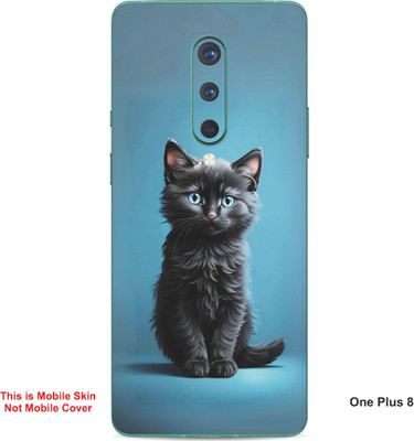 VYBE The Smart Choice One Plus 8 Cat Embossed Mobile Skin(Black & Blue 23)