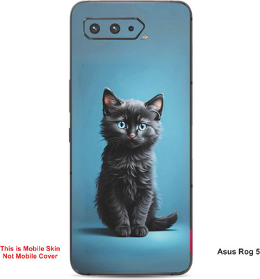 VYBE The Smart Choice Asus Rog 5 Cat Embossed Mobile Skin(Black & Blue 4)