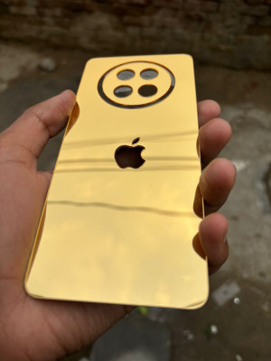 TWUAOP POCO C75 5G ACRYLIC MIRROR BACK PANNEL MERO APPLE Mobile Skin(Gold)