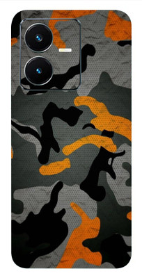 Pochanki Vivo Y22 Mobile Skin(Ultra Super Military Orange Camouflage Skin With Matte Finish.)