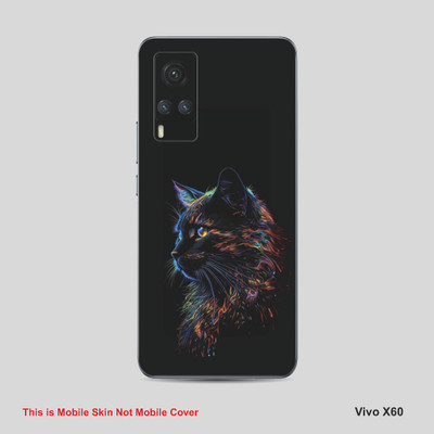 VYBE The Smart Choice Vivo X60 Cat Mobile Skin Mobile Skin(Black Cyan A5)