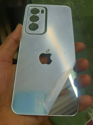 TWUAOP OPPO RENO 12 PRO 5G MIRROR BACK PANNEL ACRYLIC SHEET APPLE Mobile Skin(Silver)