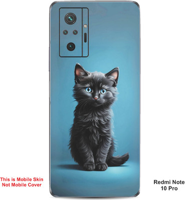 VYBE The Smart Choice Redmi Note 10 Pro Cat Embossed Mobile Skin(Black & Blue 18)