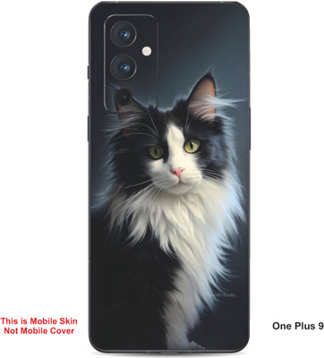 VYBE The Smart Choice One Plus 9 Cat Embossed Mobile Skin(Black & Light Grey 25)