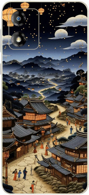 yug emporium Moto E13 China Town 9D Premium Theme Full Back & Side Coverage Mobile Skin(Multicolor)