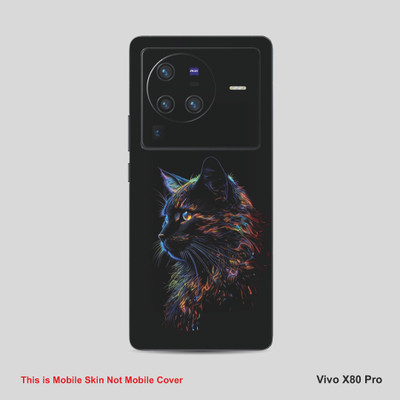 VYBE The Smart Choice Vivo X80 Pro Cat Mobile Skin Mobile Skin(Black Cyan A10)