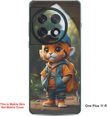 VYBE The Smart Choice One Plus 11R Tiger Cartoon Embossed Mobile Skin(Ruddy Brown 27)