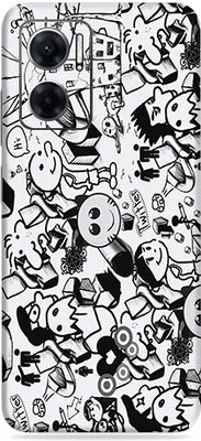 SkinoMania Redmi 11 Prime(5G) Mobile Skin(B&W Doodle)