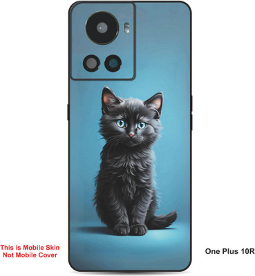 VYBE The Smart Choice One Plus 10R Cat Embossed Mobile Skin(Black & Blue 30)