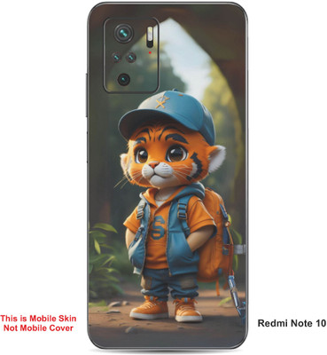 VYBE The Smart Choice Redmi Note 10 Tiger Cartoon Embossed Mobile Skin(Ruddy Brown A1)