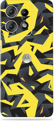 WeCre8 Skin's motorola edge 50 pro Premium Vinyl Mobile Skin (Multicolor) Mobile Skin(Yellow & Grey Abstract)