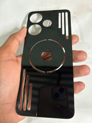 TWUAOP POCO M6 PLUS 5G ACRYLIC MIRROR BACK PANNEL MERO APPLE Mobile Skin(Black)