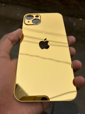 TWUAOP I PHONE 14 PLUS MIRROR BACK PANNEL ACRYLIC SHEET APPLE Mobile Skin(Gold)