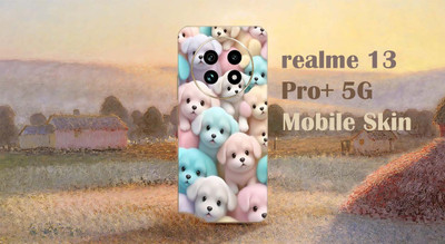 BugguSkin Realme 13 pro 5G Mobile Skin(Ulltra Super Cute Pups Skin With High Matte Finish., Mobile Skin (Back+Side+Camera))