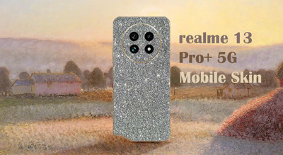 BUGGU Realme 13 pro 5G Mobile Skin(Ulltra Super Sparkling Grey Glitter Skin With High Matte Finish., Mobile Skin (Back+Side+Camera))