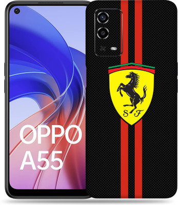 SkinoMania Oppo-A55 Mobile Skin(Multicolour Ferrari Logo Image)