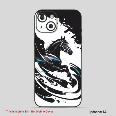 VYBE The Smart Choice iPhone 14 Horse Embossed Mobile Skin(Charcol Black White 5)