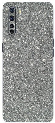 AsSkin Oppo F15 Mobile Skin(Ultra Super Shinig Silver Glitter Matte Matte Finish With High Gloss Finish).)
