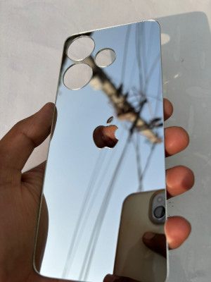 TWUAOP POCO M6 PLUS 5G ACRYLIC MIRROR BACK PANNEL MERO APPLE Mobile Skin(Silver)