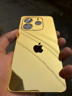 TWUAOP REDMI NOTE 14 5G MIRROR BACK PANNEL ACRYLIC SHEET APPLE Mobile Skin(Gold)