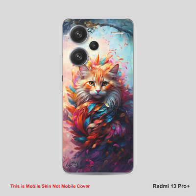 VYBE The Smart Choice Redmi 13 Pro Plus Cat Mobile Skin Mobile Skin(Light Orange, Multi Color A20)