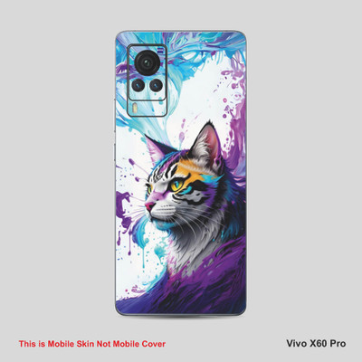 VYBE The Smart Choice Vivo X60 Pro Cat Mobile Skin Mobile Skin(Purple-Magenta A6)