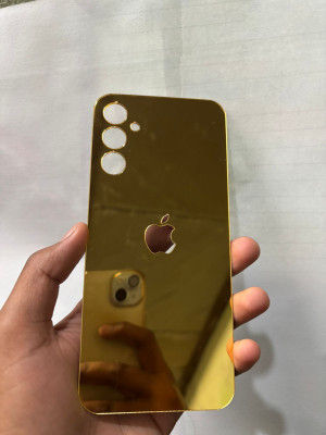 TWUAOP SAMSUNG GALAXY F55 5G ACRYLIC MIRROR BACK PANNEL APPLE. Mobile Skin(Gold)