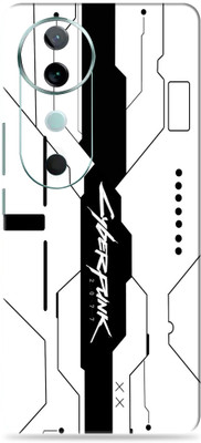 SkinoMania vivo V40 5G Ultra Premium Vinyl Mobile Skin (Multicolor) Mobile Skin(Simple-White-Cyber)