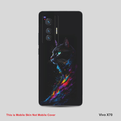 VYBE The Smart Choice Vivo X70 Cat Mobile Skin Mobile Skin(Purply Blue A7)