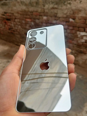 TWROP VIVO Y200 5G ACRYLIC MIRROR APPLE LOGO. Mobile Skin(Gold)