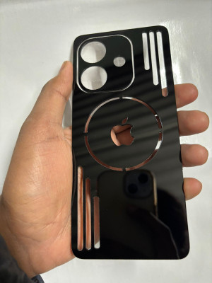 TWUAOP OPPO A3X 5G MIRROR BACK PANNEL ACRYLIC SHEET MERO APPLE Mobile Skin(Black)