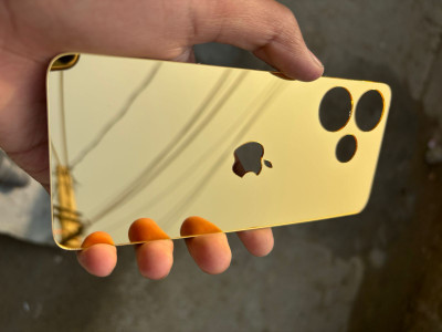 TWUAOP POCO F6 5G MIRROR BACK PANNEL ACRYLIC SHEET APPLE Mobile Skin(Gold)