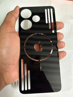 TWUAOP POCO M6 PRO 5G ACRYLIC MIRROR BACK PANNEL MERO APPLE Mobile Skin(Black)