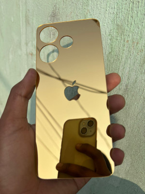 TWUAOP POCO M6 PRO 5G MIRROR BACK PANNEL ACRYLIC SHEET APPLE Mobile Skin(Gold)