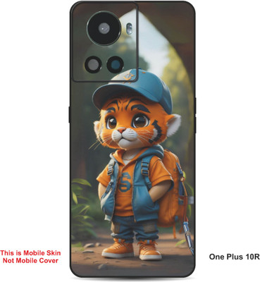 VYBE The Smart Choice One Plus 10R Tiger Cartoon Embossed Mobile Skin(Ruddy Brown 24)