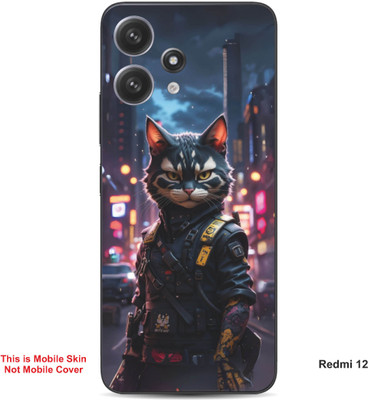 VYBE The Smart Choice Redmi 12 Ninja Cat Embossed Mobile Skin(Bright Grey 7)