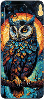 mehra Redmi 10C Mighty OWL Leather Premium Full Back & Side Coverage Theme Mobile Skin(Multicolor)