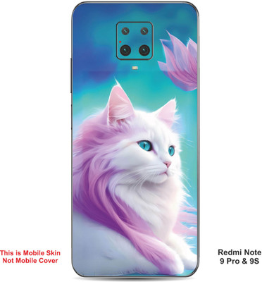 VYBE The Smart Choice Redmi Note 9 Pro Cat Embossed Mobile Skin(Pink Swan 16)
