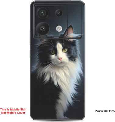 VYBE The Smart Choice Poco X6 Pro Cat Embossed Mobile Skin(Black & Light Grey 2)