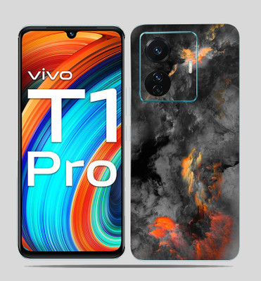 SkinoMania Vivo T1 Pro (5g) Mobile Skin(Black-clouds Multicolor Mobile skin)