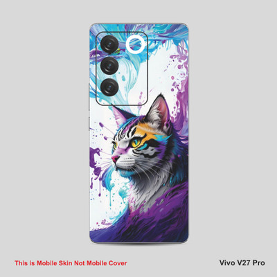 VYBE The Smart Choice Vivo V27 Pro Cat Mobile Skin Mobile Skin(Purple-Magenta A37)