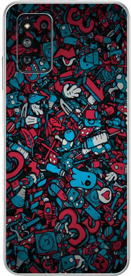 FCS Samsung Galaxy F52 5G Printed Back skin Mobile Skin(Red Blue Texture Skin)