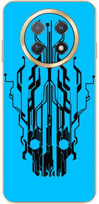 FCS Huawei nova Y91 Printed Back skin Mobile Skin(Digital Flaming Cyber Skull Blue)