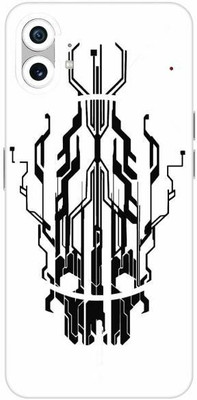 FCS Nothing Phone 1 Printed Back Skin: Digital Flaming Cyber Skull White Mobile Skin(Digital Flaming Cyber Skull White Skin)